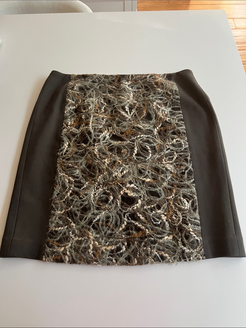 W by Worth Textured Front Panel Pencil Skirt Olive Green/Grey